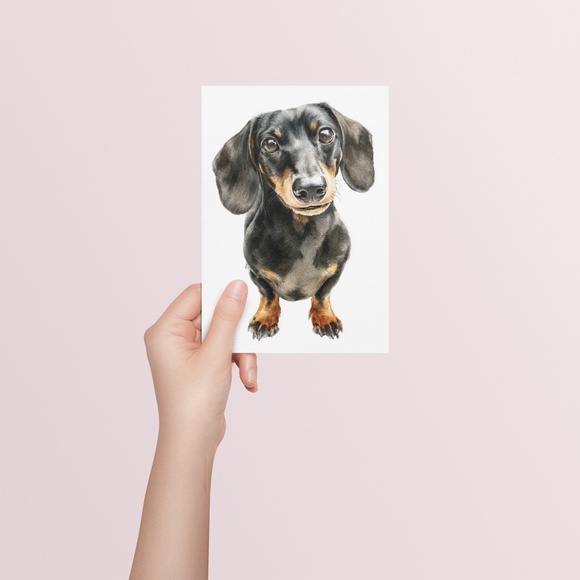 Watercolor Dachshund Dog Portrait Art Print – Unframed Fine Art Poster - Picture 5 of 5
